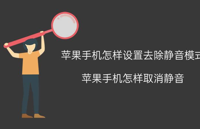 苹果手机怎样设置去除静音模式 苹果手机怎样取消静音？